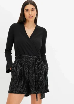 bonprix Kurzgrößen|Jumpsuits^Overall mit Pailletten schwarz