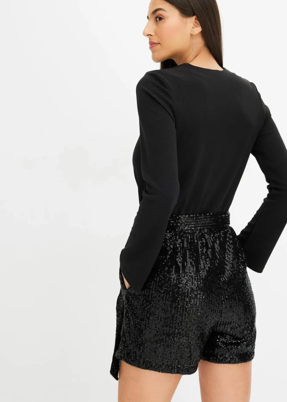bonprix Kurzgrößen|Jumpsuits^Overall mit Pailletten schwarz