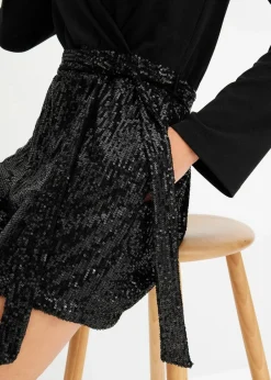 bonprix Kurzgrößen|Jumpsuits^Overall mit Pailletten schwarz
