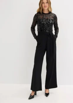 bonprix Bekleidung·Homewear|Festliche Mode^Overall mit Paillettenstickerei schwarz