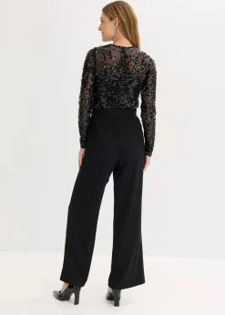 bonprix Bekleidung·Homewear|Festliche Mode^Overall mit Paillettenstickerei schwarz