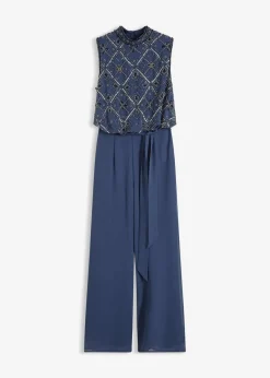 bonprix Bekleidung·Homewear|Festliche Mode^Overall mit Perlenstickerei dunkelblau