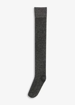 bonprix Nachhaltigere Materialien|Socken & Strumpfhosen^Overknee Strümpfe mit Lurex und Bio-Baumwolle schwarz/silber
