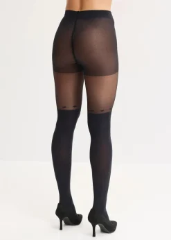 bonprix Wäsche·Socken & Strumpfhosen|Nachhaltigere Materialien^Overknee Strumpfhose mit Herzchen 60 DEN schwarz