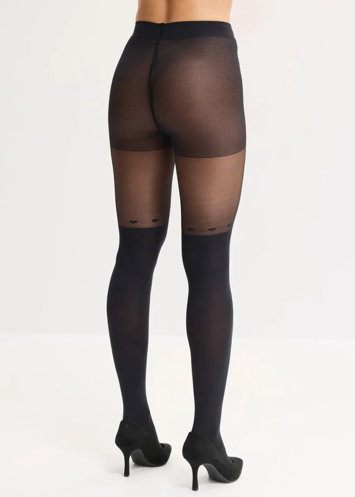 bonprix Wäsche·Socken & Strumpfhosen|Nachhaltigere Materialien^Overknee Strumpfhose mit Herzchen 60 DEN schwarz