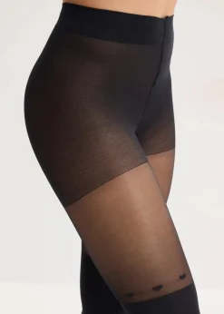bonprix Wäsche·Socken & Strumpfhosen|Nachhaltigere Materialien^Overknee Strumpfhose mit Herzchen 60 DEN schwarz