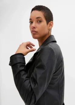 bonprix Bekleidung·Hosen|Jacken & Mäntel^Oversize Biker-Jacke schwarz