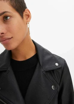 bonprix Bekleidung·Hosen|Jacken & Mäntel^Oversize Biker-Jacke schwarz