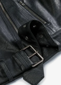 bonprix Bekleidung·Hosen|Jacken & Mäntel^Oversize Biker-Jacke schwarz