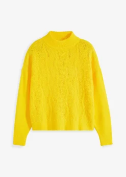 bonprix Bekleidung·Umstandsmode|Bekleidung·Jeans^Oversize Boxy-Pullover mit Struktur narzissengelb