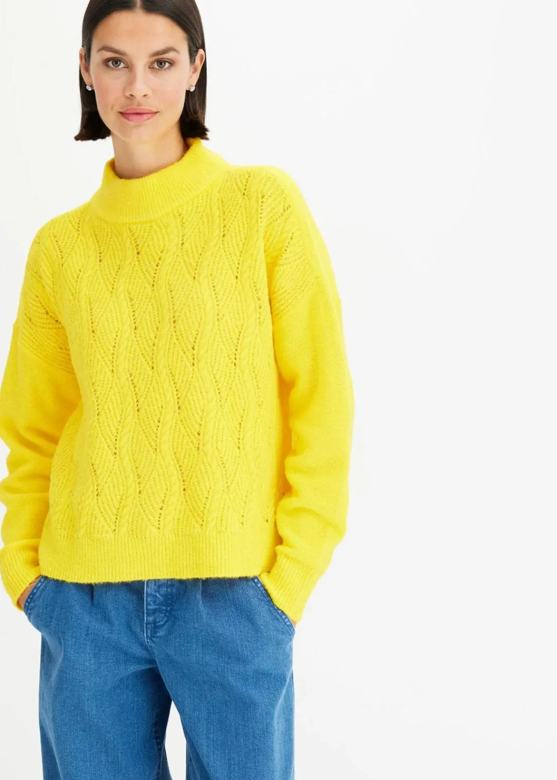bonprix Bekleidung·Umstandsmode|Bekleidung·Jeans^Oversize Boxy-Pullover mit Struktur narzissengelb