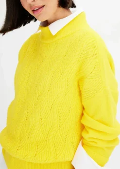 bonprix Bekleidung·Umstandsmode|Bekleidung·Jeans^Oversize Boxy-Pullover mit Struktur narzissengelb