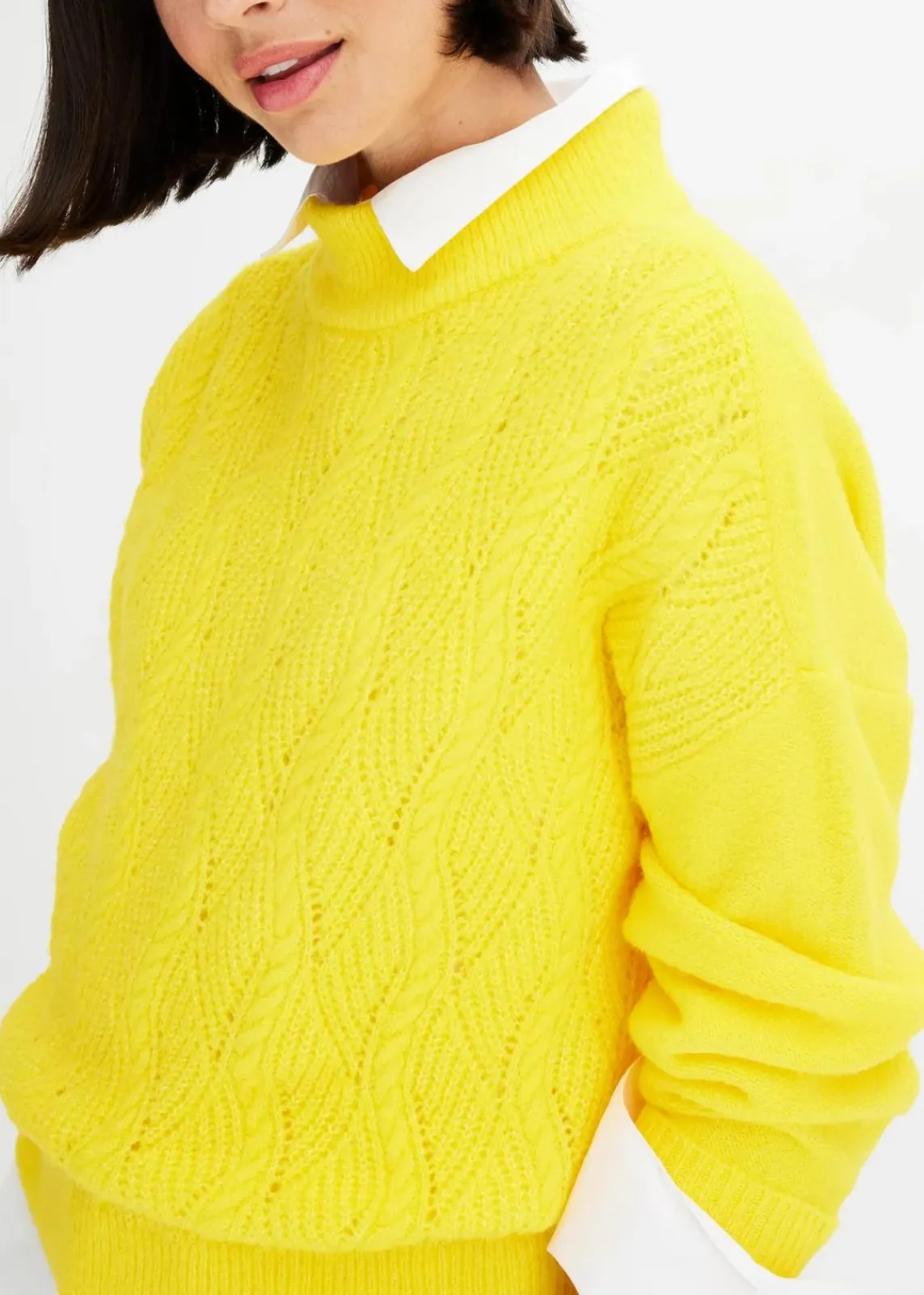 bonprix Bekleidung·Umstandsmode|Bekleidung·Jeans^Oversize Boxy-Pullover mit Struktur narzissengelb