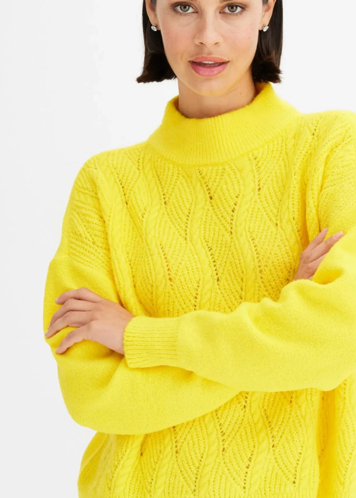 bonprix Bekleidung·Umstandsmode|Bekleidung·Jeans^Oversize Boxy-Pullover mit Struktur narzissengelb