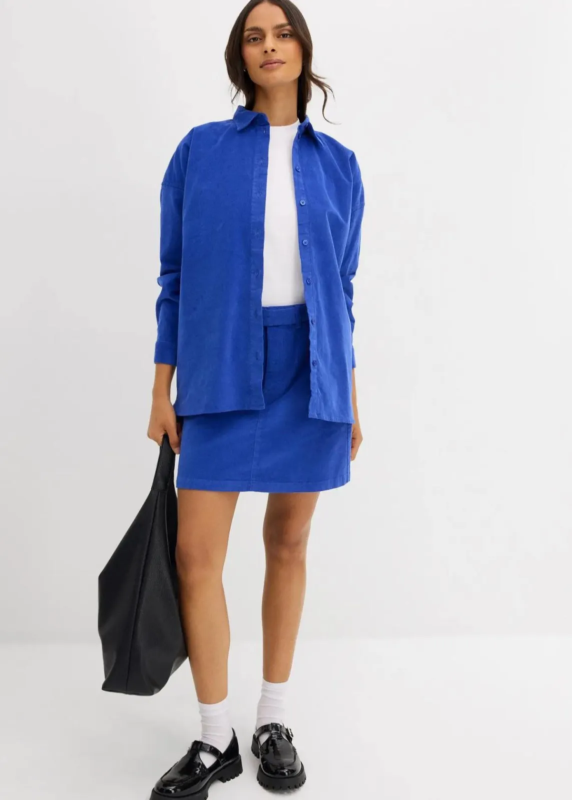 bonprix Blusen & Tuniken|Zweiteiler & Sets^Oversize Cordhemd edelsteinblau