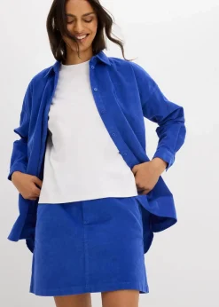 bonprix Blusen & Tuniken|Zweiteiler & Sets^Oversize Cordhemd edelsteinblau