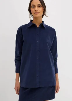 bonprix Bekleidung·Jacken & Mäntel|Nachhaltigere Materialien^Oversize Cordhemd dunkelblau