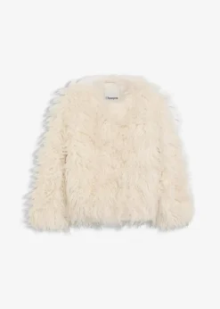 bonprix Bekleidung·Hosen|Jacken & Mäntel^Oversize Fellimitat-Jacke perlweiß