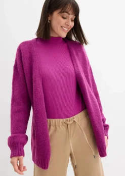 bonprix Bekleidung·Umstandsmode|Strickmode^Oversize Grobstrickjacke dunkelfuchsia