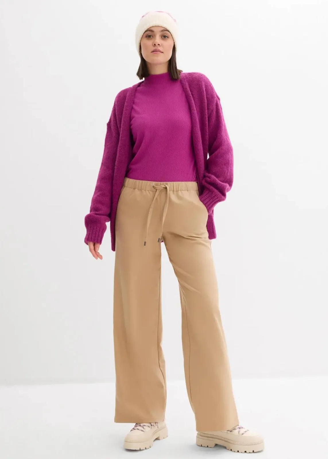bonprix Bekleidung·Umstandsmode|Strickmode^Oversize Grobstrickjacke dunkelfuchsia