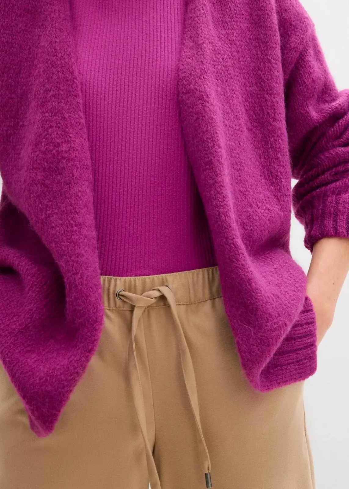 bonprix Bekleidung·Umstandsmode|Strickmode^Oversize Grobstrickjacke dunkelfuchsia