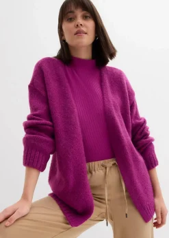 bonprix Bekleidung·Umstandsmode|Strickmode^Oversize Grobstrickjacke dunkelfuchsia