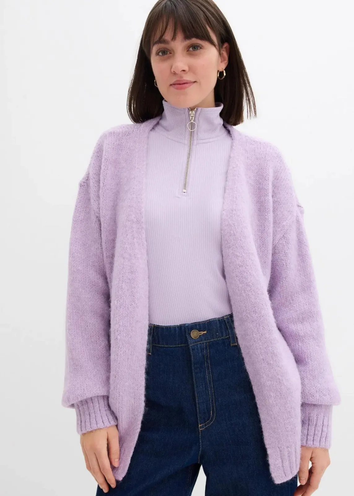bonprix Bekleidung·Jeans|Pullover & Strickjacken^Oversize Grobstrickjacke zartflieder