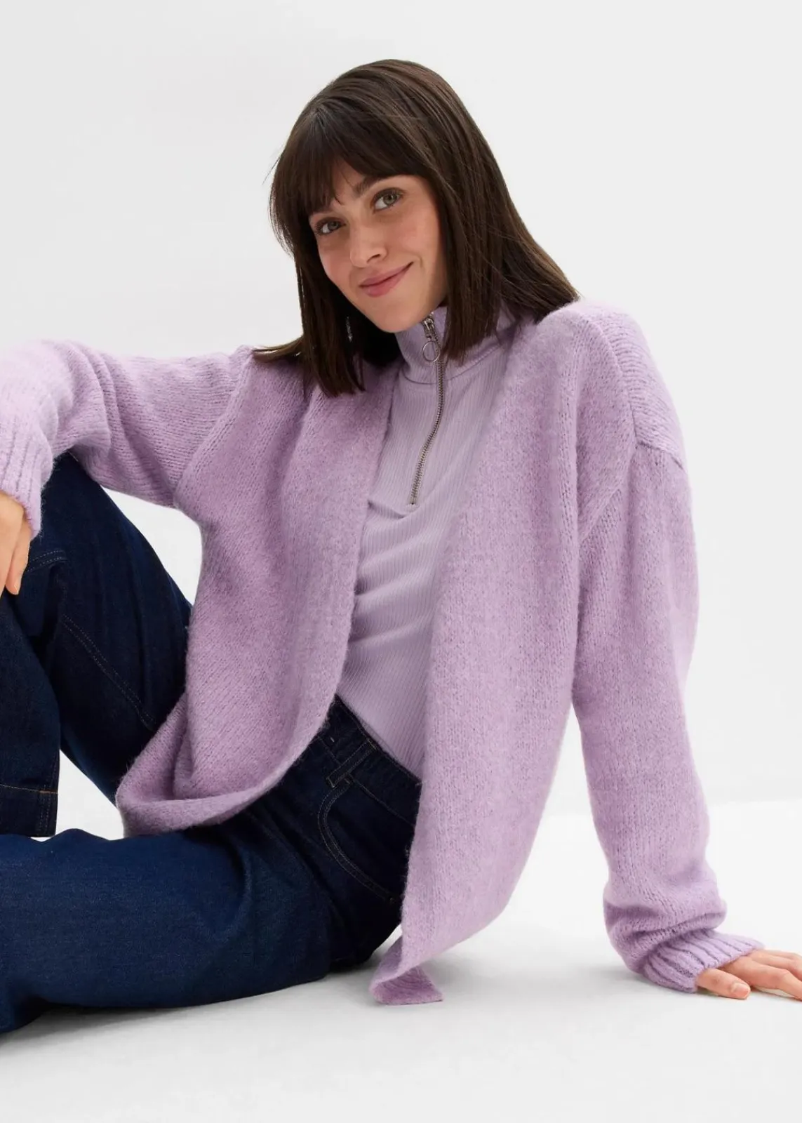 bonprix Bekleidung·Jeans|Pullover & Strickjacken^Oversize Grobstrickjacke zartflieder
