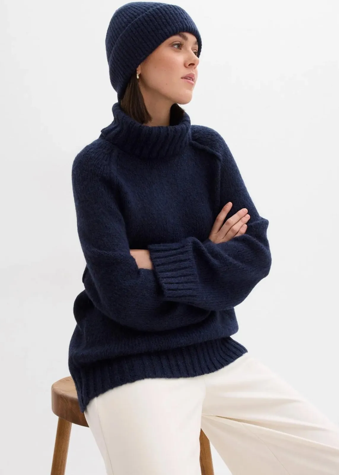 bonprix Bekleidung·Umstandsmode|Strickmode^Oversize Grobstrickpullover dunkelblau