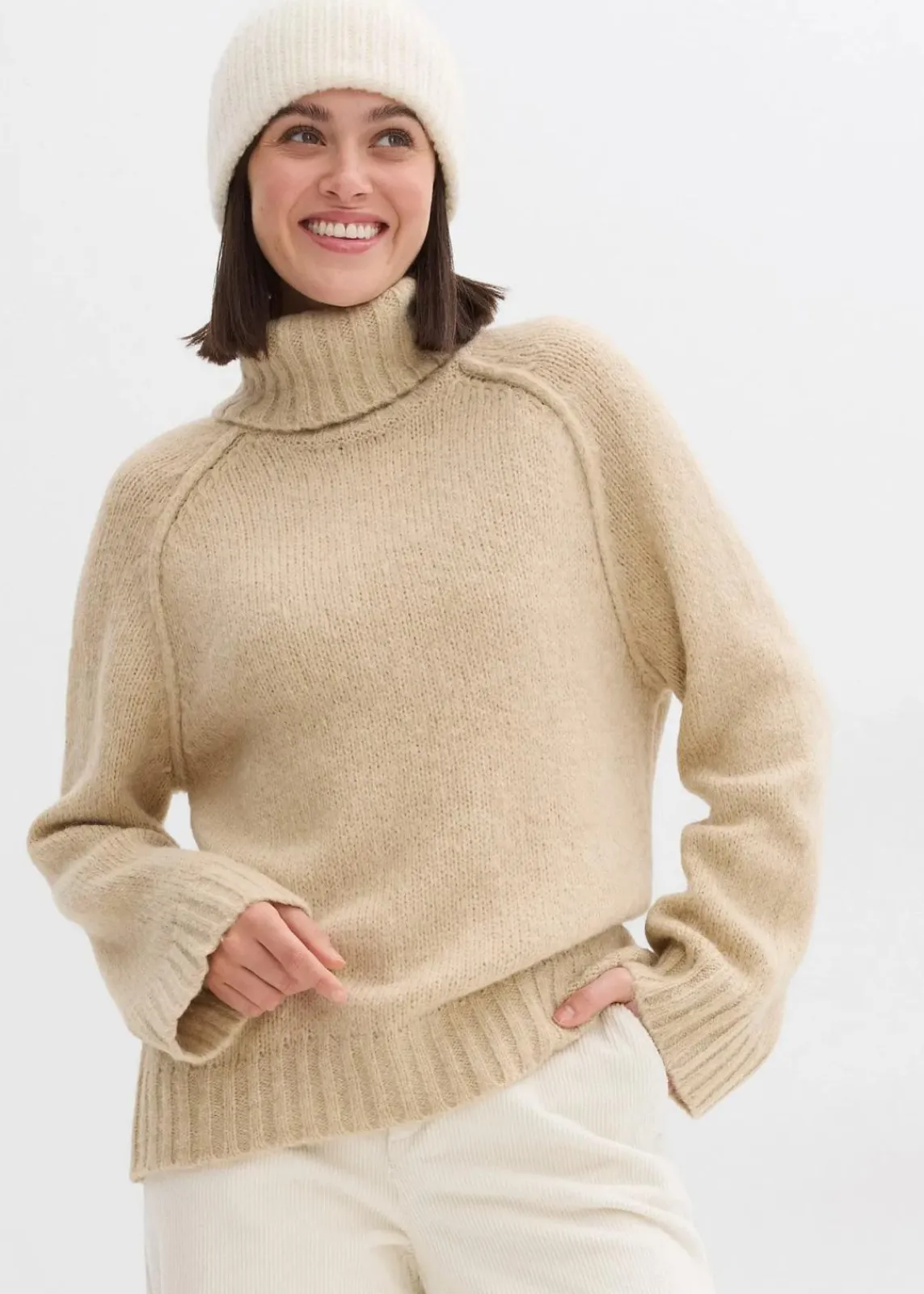 bonprix Bekleidung·Umstandsmode|Strickmode^Oversize Grobstrickpullover hellsand