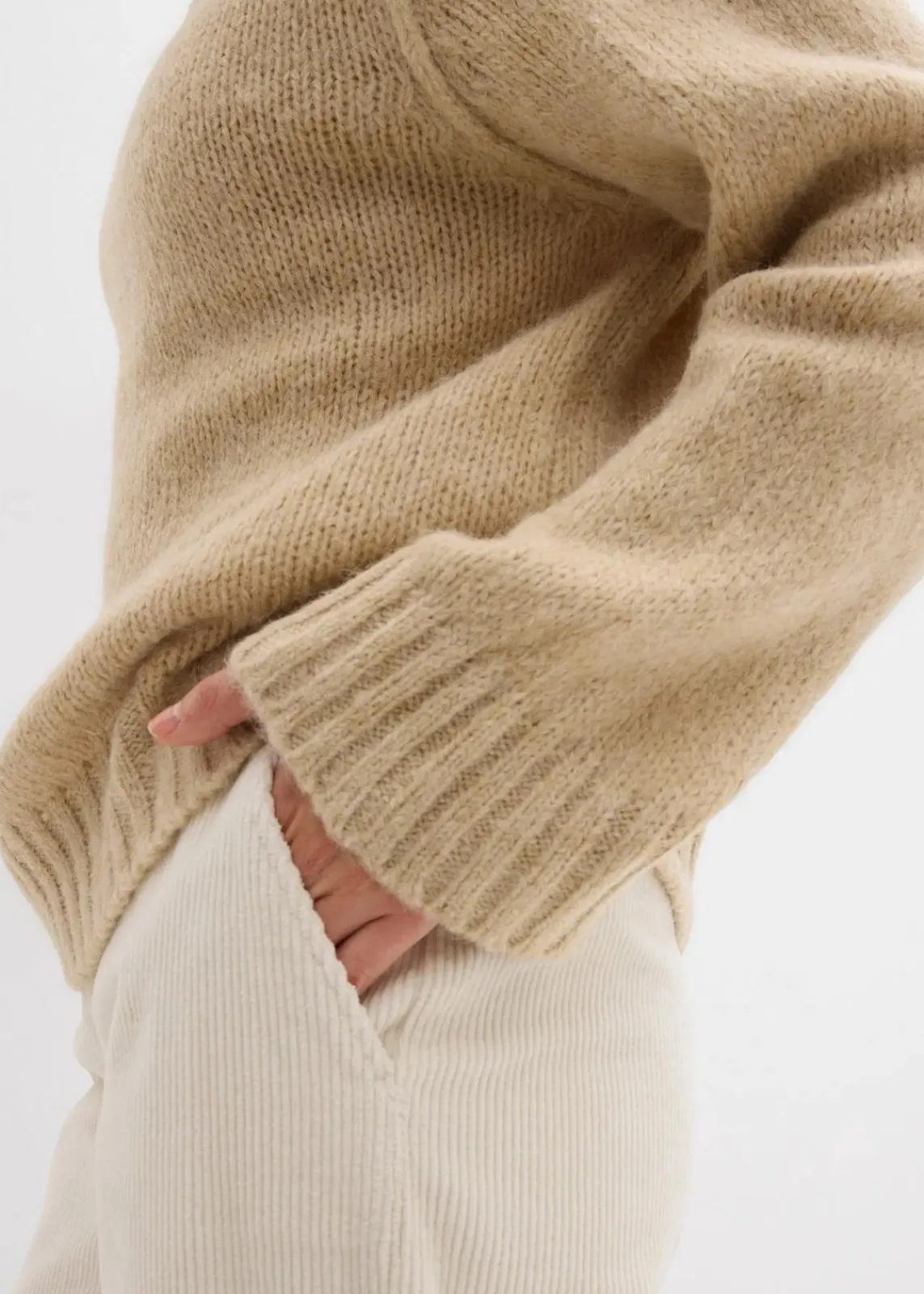 bonprix Bekleidung·Umstandsmode|Strickmode^Oversize Grobstrickpullover hellsand
