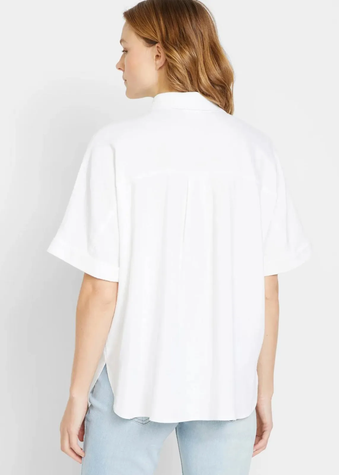 bonprix Blusen & Tuniken|Bekleidung·Jacken & Mäntel^Oversize Halbarmbluse mit Leinen weiß