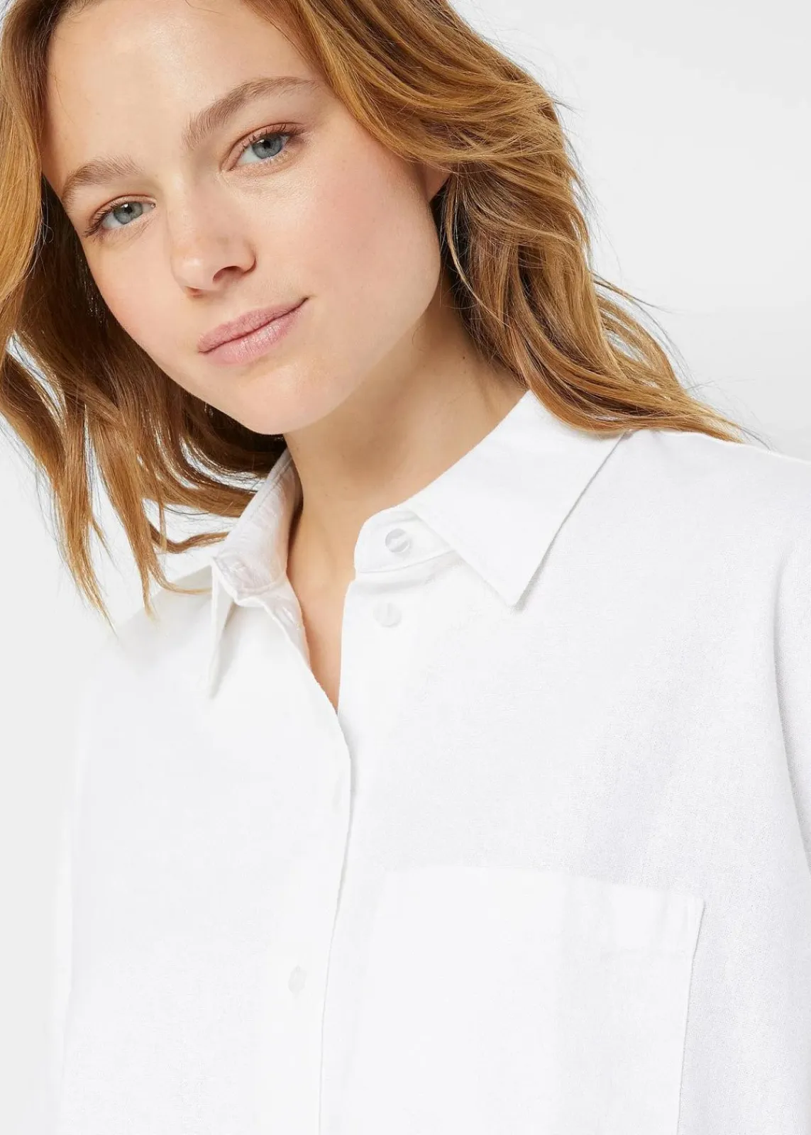 bonprix Blusen & Tuniken|Bekleidung·Jacken & Mäntel^Oversize Halbarmbluse mit Leinen weiß
