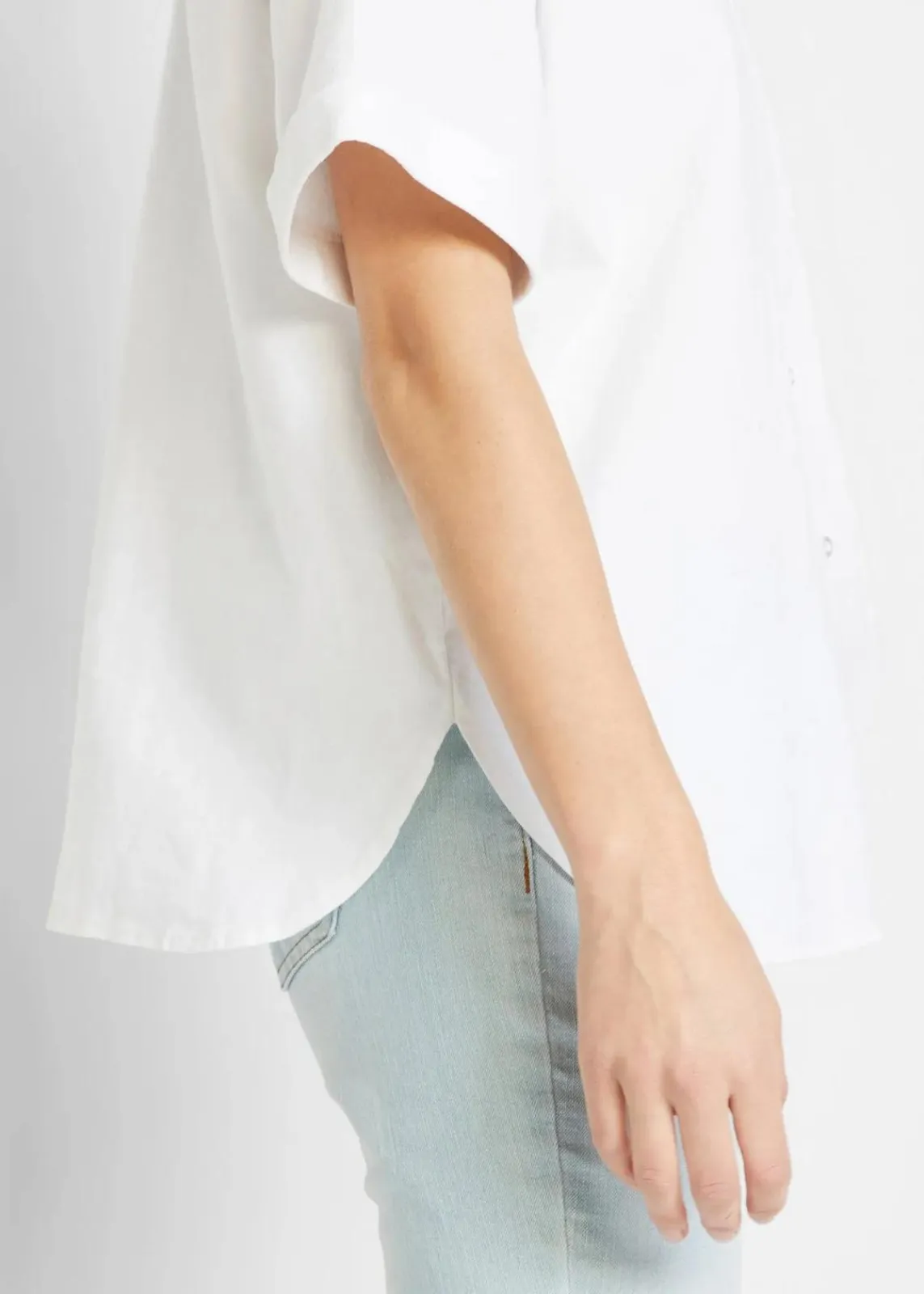 bonprix Blusen & Tuniken|Bekleidung·Jacken & Mäntel^Oversize Halbarmbluse mit Leinen weiß