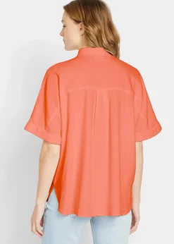 bonprix Bekleidung·Jacken & Mäntel|Blusen & Tuniken^Oversize Halbarmbluse mit Leinen kupferorange