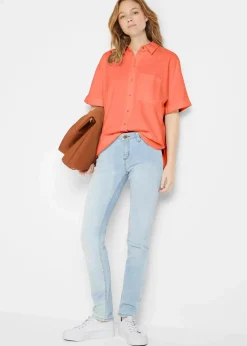 bonprix Bekleidung·Jacken & Mäntel|Blusen & Tuniken^Oversize Halbarmbluse mit Leinen kupferorange