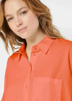 bonprix Bekleidung·Jacken & Mäntel|Blusen & Tuniken^Oversize Halbarmbluse mit Leinen kupferorange