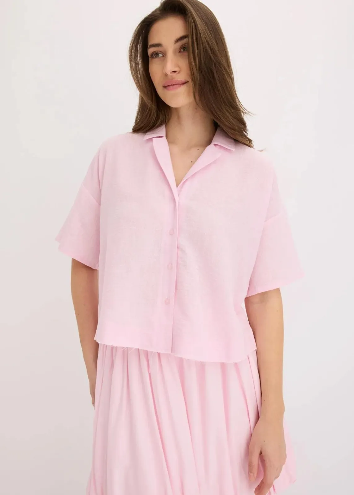 bonprix Nachhaltigere Materialien|Blusen & Tuniken^Oversize Hemdbluse kristallrosa