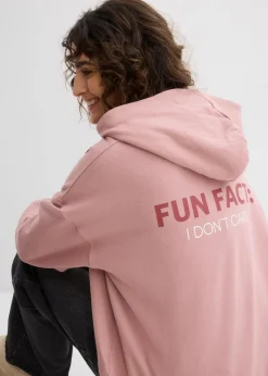 bonprix Bekleidung·Blusen & Tuniken|Sweat^Oversize Hoodie aus reiner Bio-Baumwolle rosenholz bedruckt