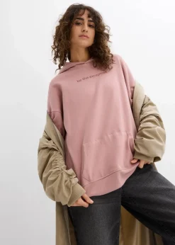 bonprix Bekleidung·Blusen & Tuniken|Sweat^Oversize Hoodie aus reiner Bio-Baumwolle rosenholz bedruckt