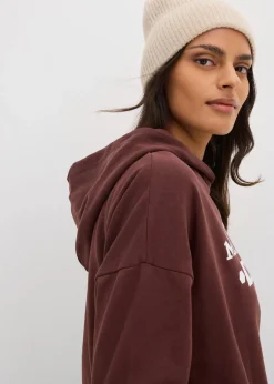 bonprix Bekleidung·Blusen & Tuniken|Sweat^Oversize Hoodie aus reiner Baumwolle terrabraun