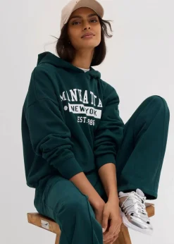 bonprix Sweat|Bekleidung·Blusen & Tuniken^Oversize Hoodie aus reiner Baumwolle tiefgrün