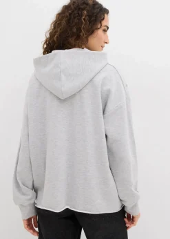 bonprix Bekleidung·Blusen & Tuniken|Sweat^Oversize Hoodie mit Ziersteinen hellgrau meliert
