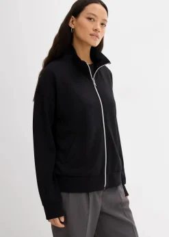 bonprix Jacken & Mäntel|Bekleidung·Hosen^Oversize Jacke aus Viskose-Mix schwarz