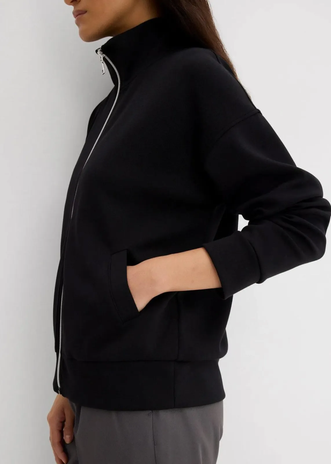 bonprix Jacken & Mäntel|Bekleidung·Hosen^Oversize Jacke aus Viskose-Mix schwarz