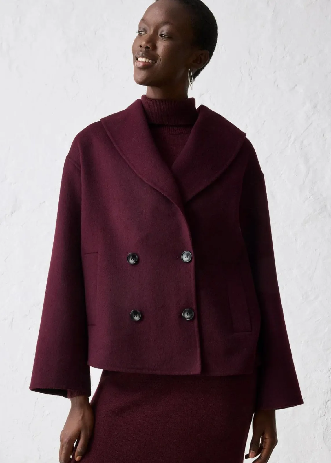bonprix Bekleidung·Hosen|Jacken & Mäntel^Oversize Jacke aus weichem Woll-Mix weinrot