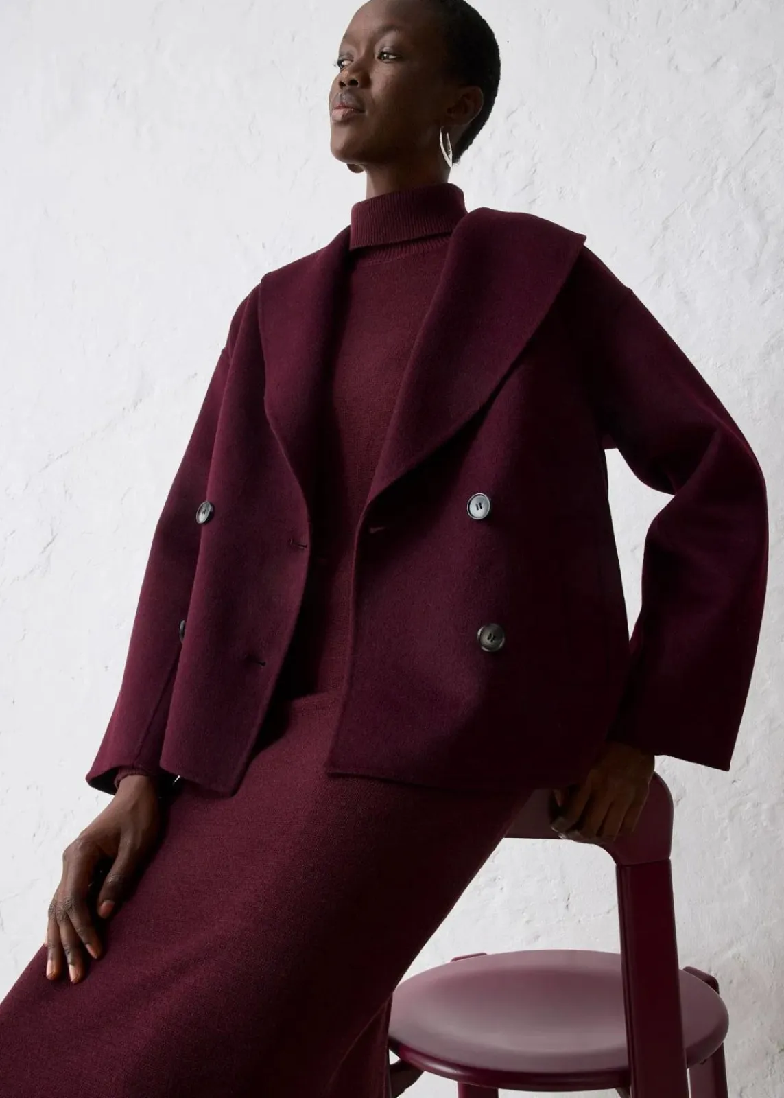 bonprix Bekleidung·Hosen|Jacken & Mäntel^Oversize Jacke aus weichem Woll-Mix weinrot