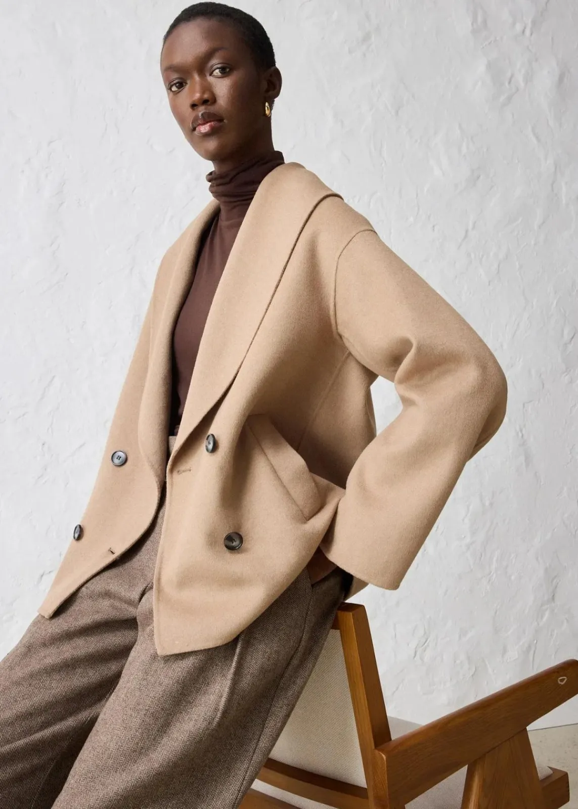 bonprix Bekleidung·Hosen|Jacken & Mäntel^Oversize Jacke aus weichem Woll-Mix khakibeige