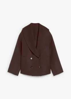 bonprix Premium|Jacken & Mäntel^Oversize Jacke aus weichem Woll-Mix dunkelbraun