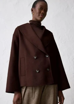bonprix Premium|Jacken & Mäntel^Oversize Jacke aus weichem Woll-Mix dunkelbraun
